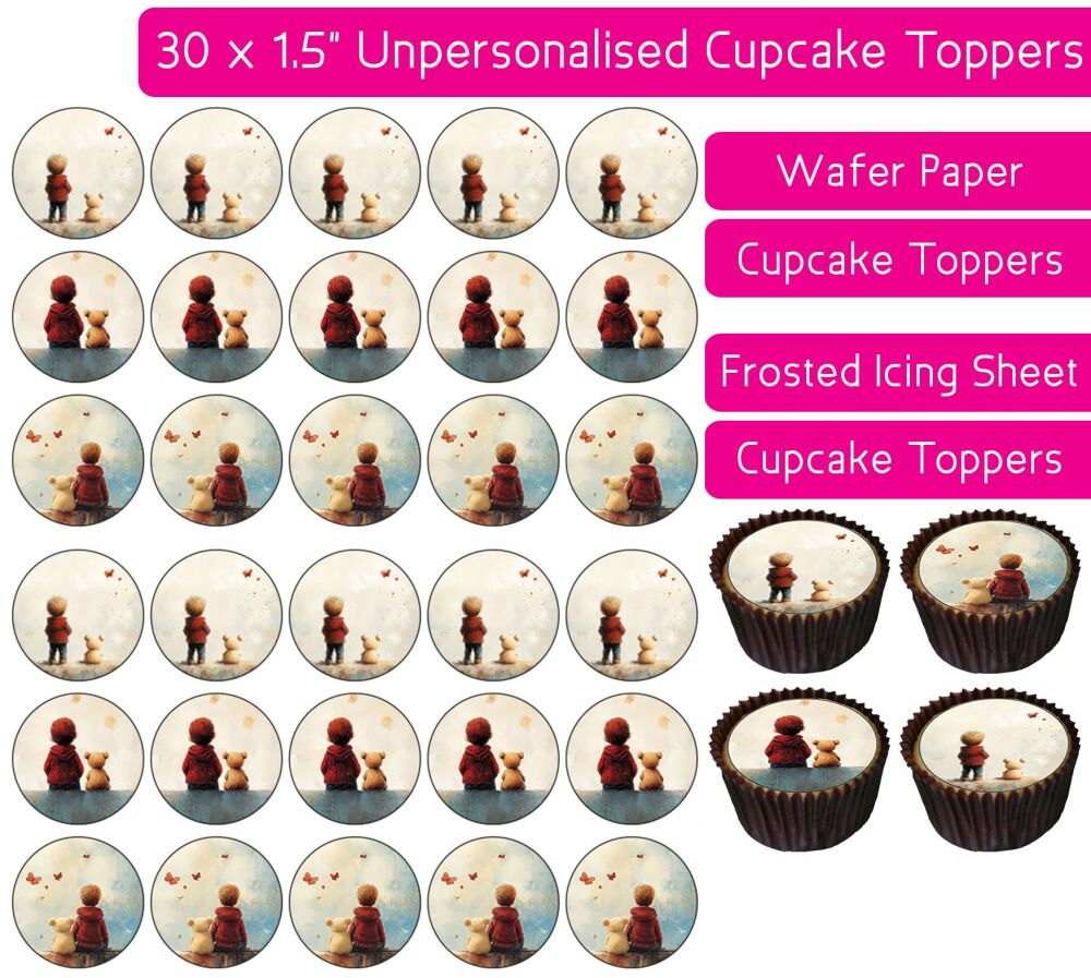 Teddy Bear Child - 30 Cupcake Toppers