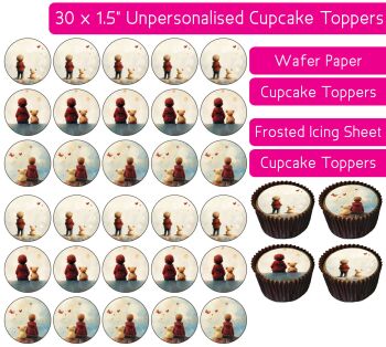 Teddy Bear Child - 30 Cupcake Toppers