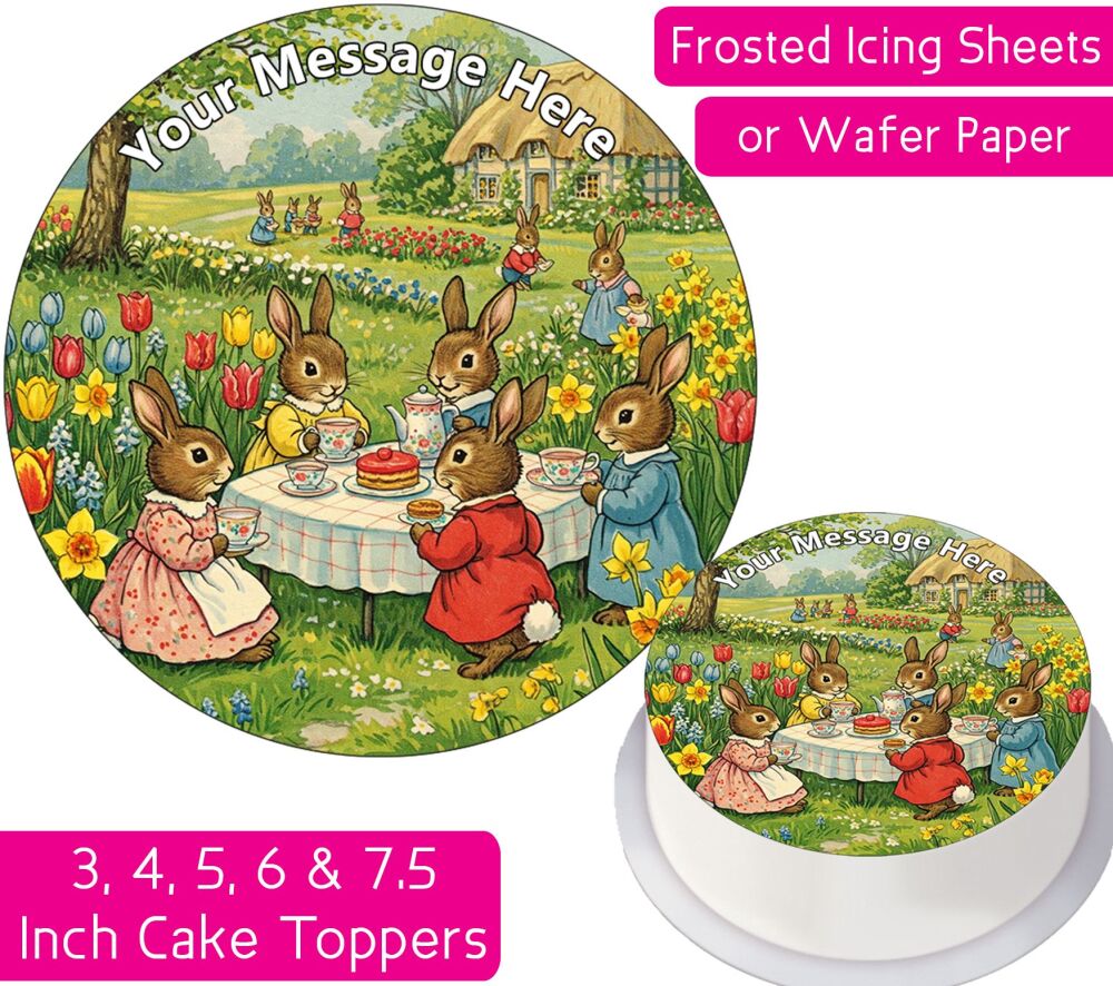 Bunny Tea Party Personalised Cake Topper