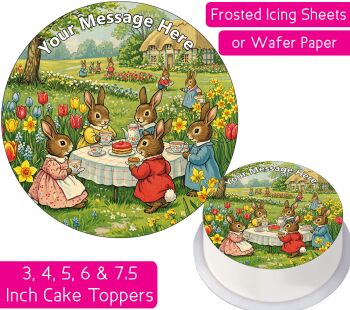 Bunny Tea Party Personalised Cake Topper