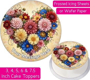 Floral Heart Personalised Cake Topper