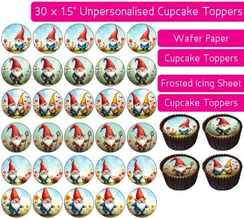 Garden Gnome - 30 Cupcake Toppers