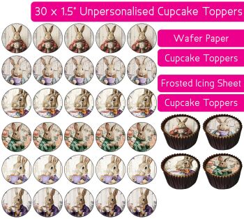 Rabbit Drinking Tea - 30 Cupcake Toppers
