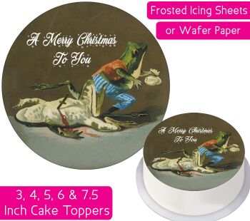 Victorian Christmas Frogs Personalised Cake Topper