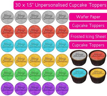 Merry Christmas - 30 Cupcake Toppers