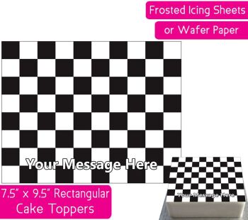 Checkered Pattern Rectangular Cake Topper