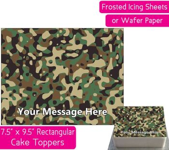 Camouflage Print Rectangular Cake Topper