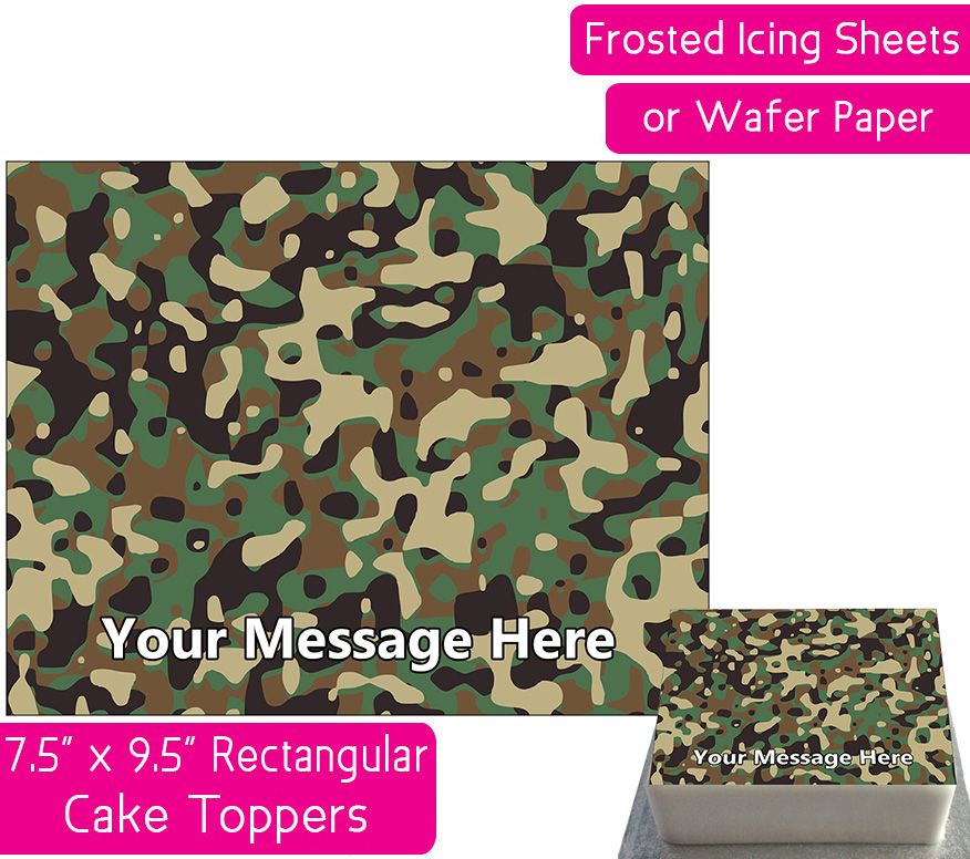 Camouflage Print Rectangular Cake Topper