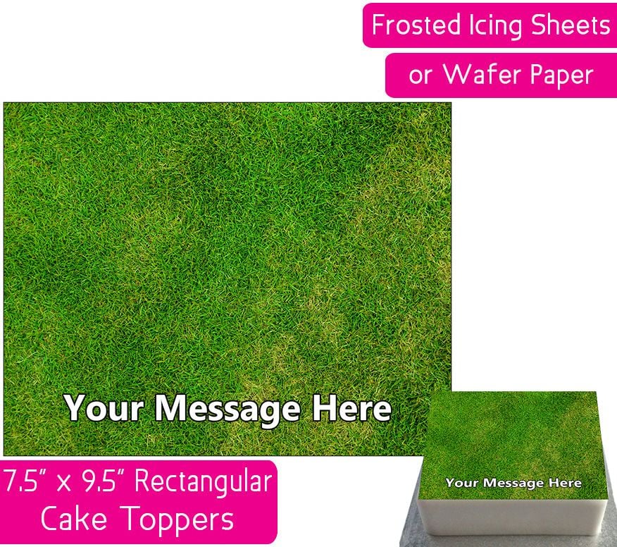 Grass Print Rectangular Cake Topper