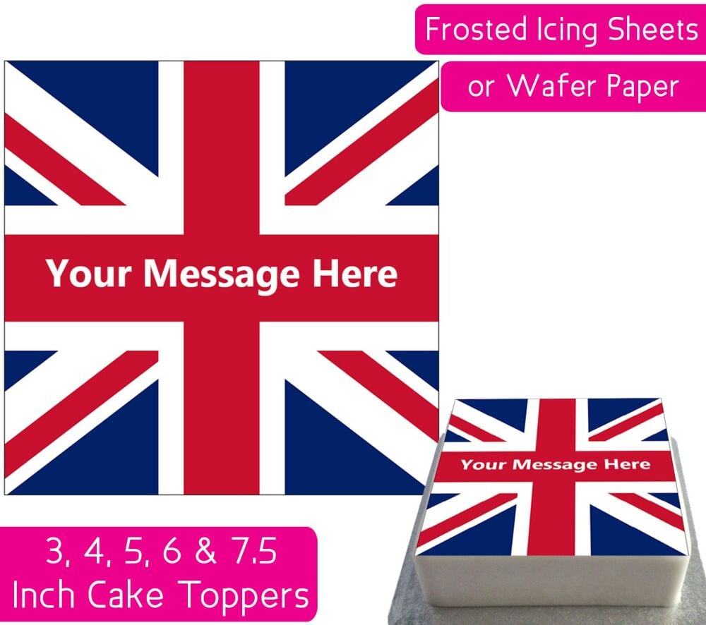 Union Jack Flag Square Personalised Cake Topper
