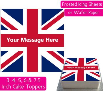 Union Jack Flag Square Personalised Cake Topper