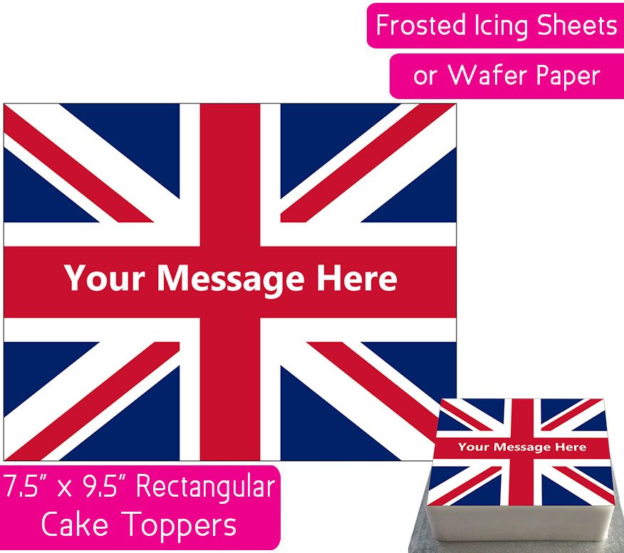 Union Jack Flag Rectangular Cake Topper