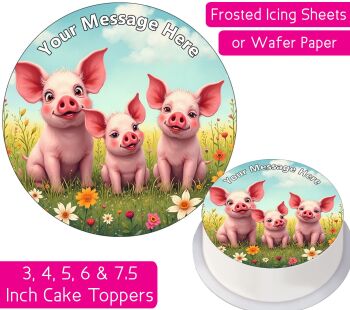 Cute Pigs Personalised Cake Topper