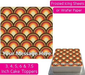 Groovy Cake Wrap Square Personalised Cake Topper