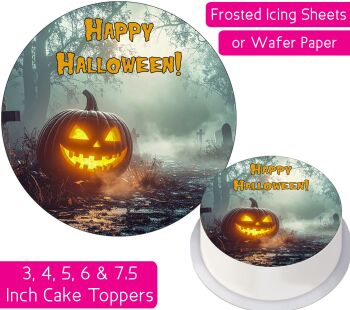 Pumpkin Cemetery Personalised Cake Topper