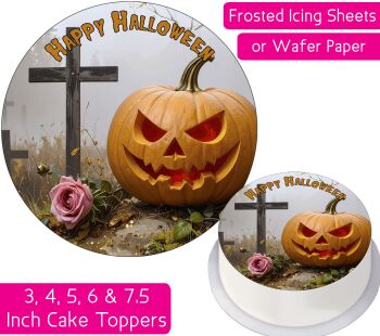 Pumpkin Graveyard Personalised Cake Topper