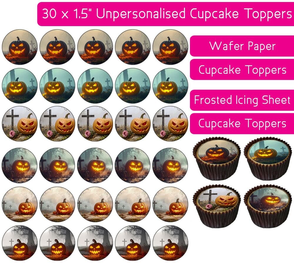 Pumpkin Cemetery - 30 Cupcake Toppers