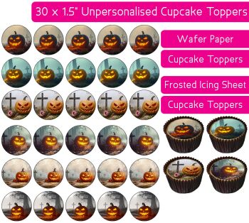 Pumpkin Cemetery - 30 Cupcake Toppers