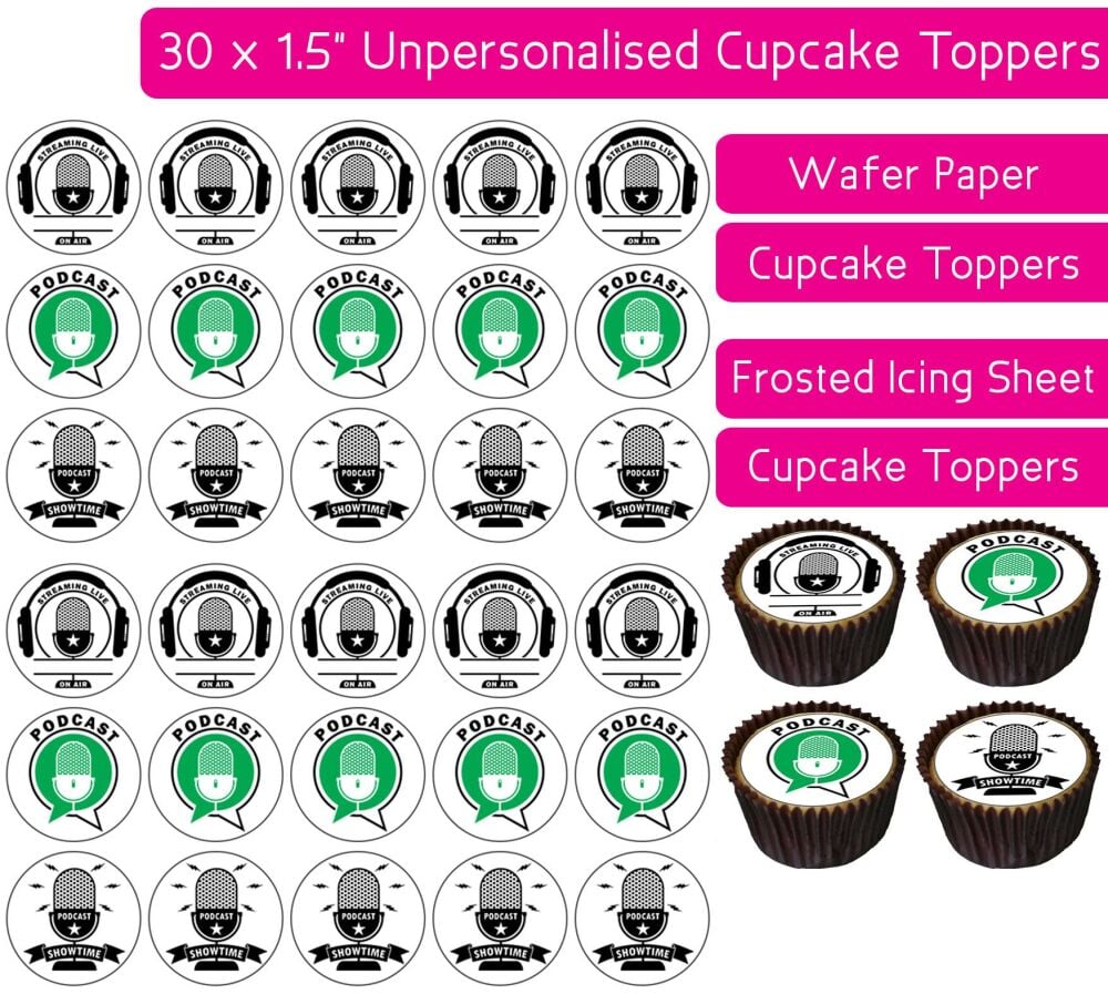 Podcast - 30 Cupcake Toppers