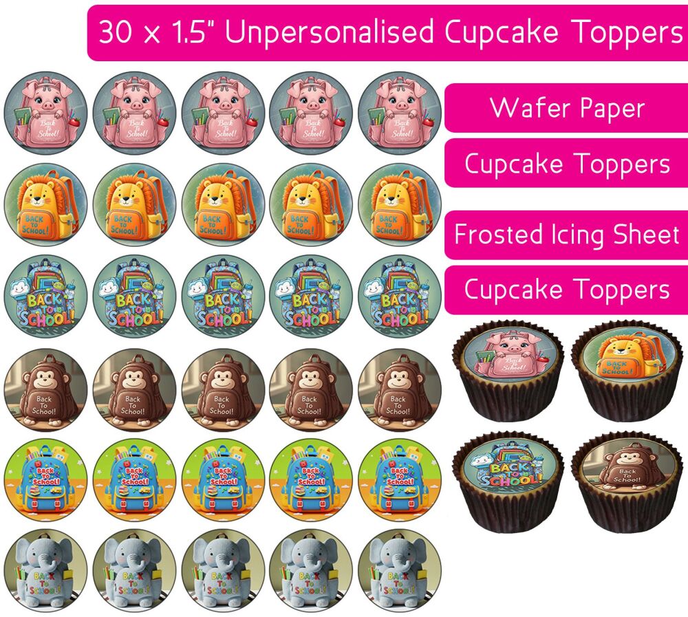 Back To School - 30 Cupcake Toppers