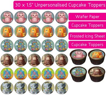 Back To School - 30 Cupcake Toppers