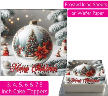 Christmas Winter Bauble Square Personalised Cake Topper