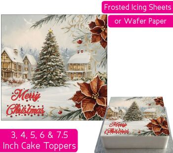 Christmas Vintage Tree Square Personalised Cake Topper