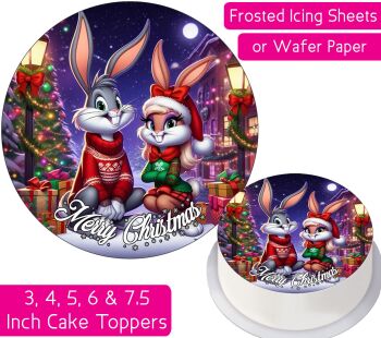 Bugs Bunny Lola Christmas Personalised Cake Topper
