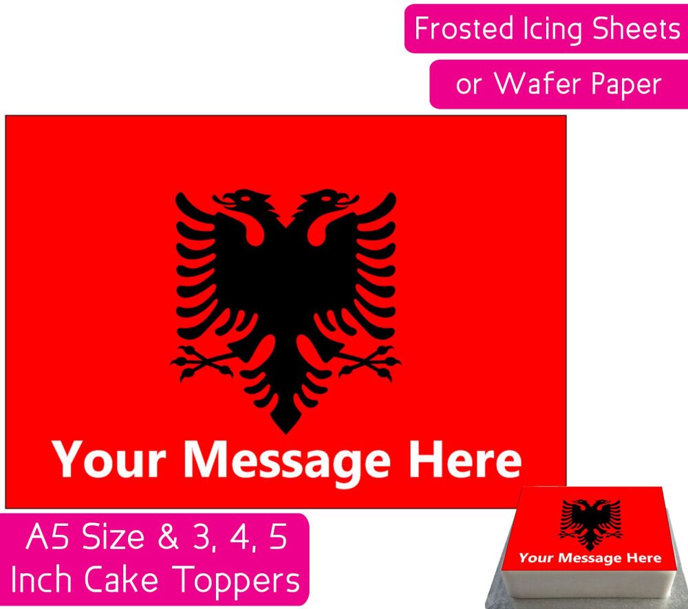 Albania Flag A5 Rectangular Personalised Cake Topper