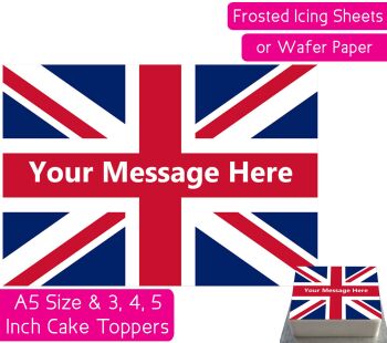 Union Jack Flag A5 Rectangular Personalised Cake Topper