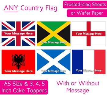 Any Country Flag A5 Rectangular Personalised Cake Topper