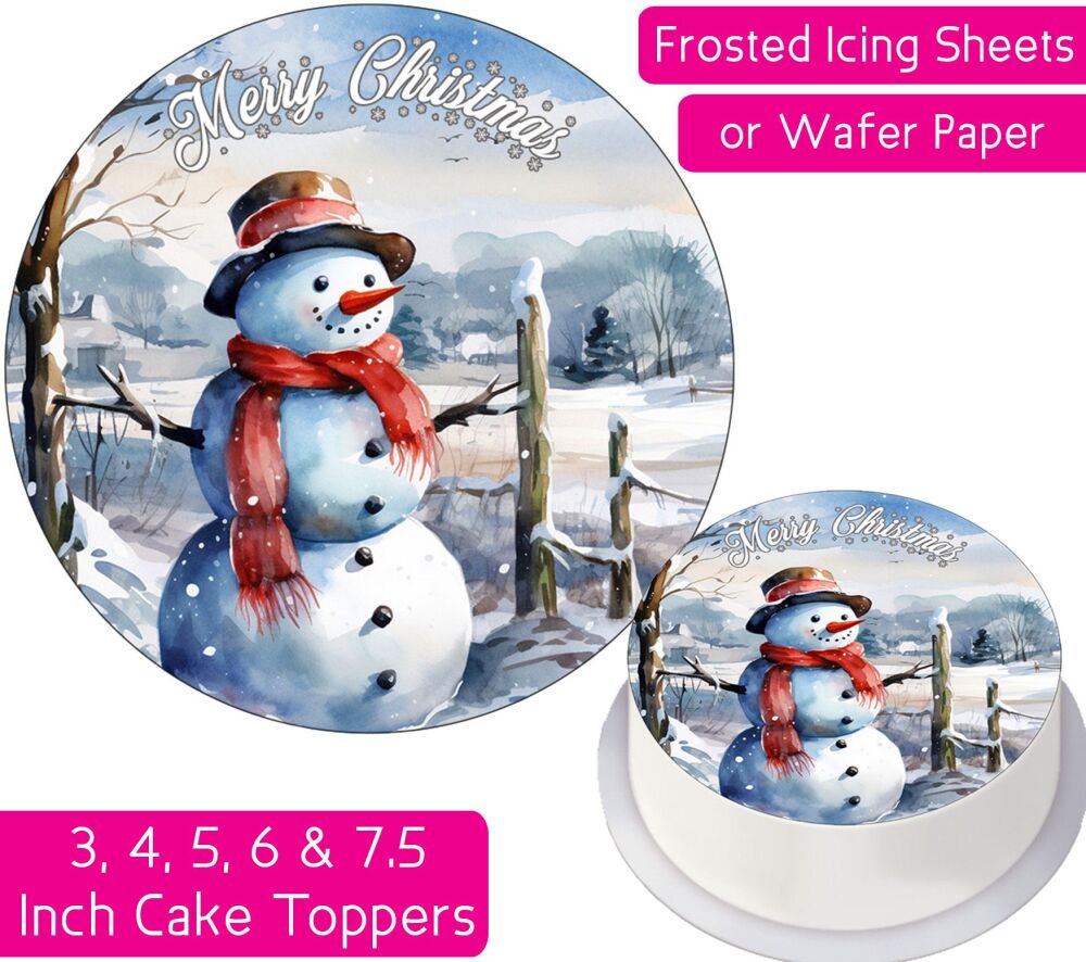 Christmas Vintage Snowman Personalised Cake Topper
