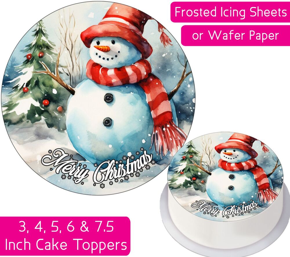 Christmas Snowman Tree Personalised Cake Topper