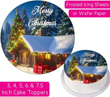 Christmas Snow Cabin Personalised Cake Topper