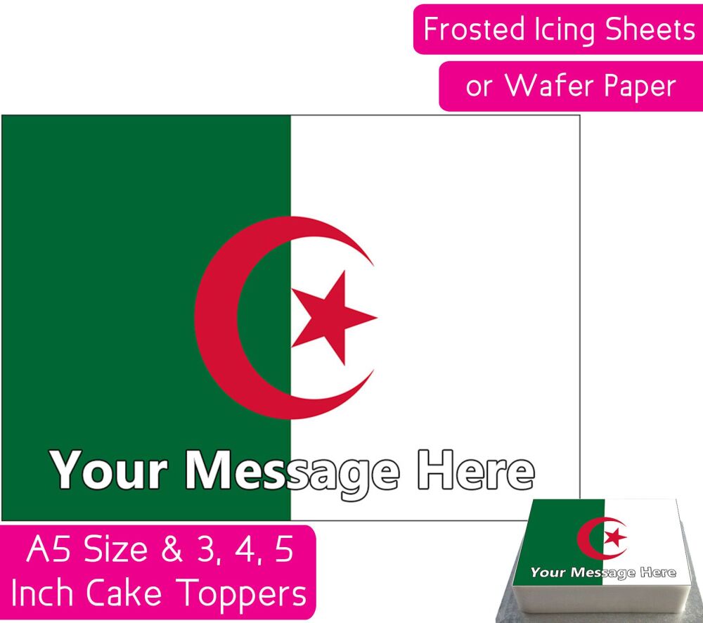 Algeria Flag A5 Rectangular Personalised Cake Topper