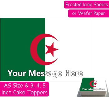Algeria Flag A5 Rectangular Personalised Cake Topper