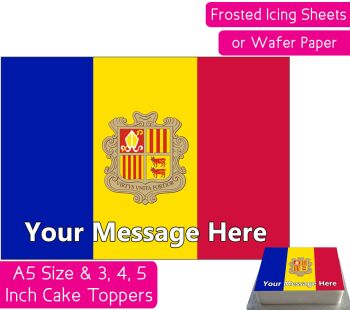 Andorra Flag A5 Rectangular Personalised Cake Topper