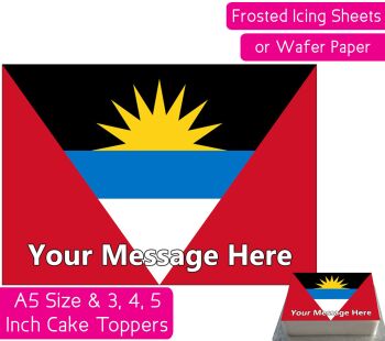 Antigua Barbuda Flag A5 Rectangular Personalised Cake Topper