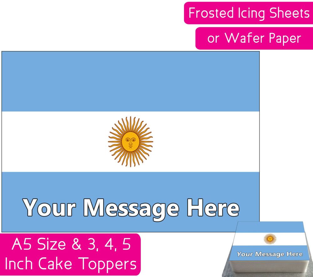 Argentina Flag A5 Rectangular Personalised Cake Topper