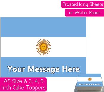 Argentina Flag A5 Rectangular Personalised Cake Topper