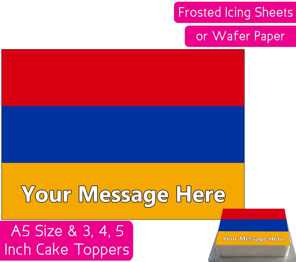 Armenia Flag A5 Rectangular Personalised Cake Topper