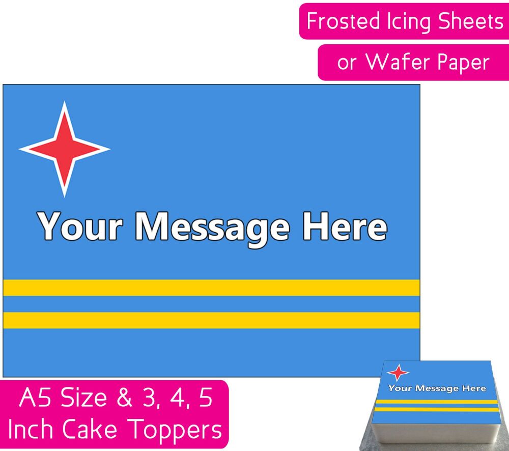 Aruba Flag A5 Rectangular Personalised Cake Topper