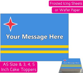 Aruba Flag A5 Rectangular Personalised Cake Topper