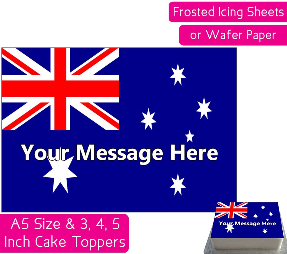 Australia Flag A5 Rectangular Personalised Cake Topper