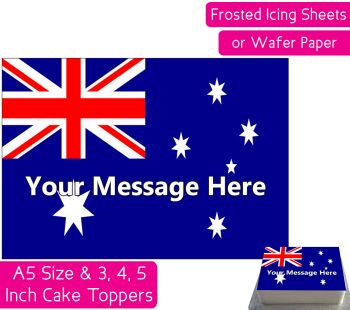 Australia Flag A5 Rectangular Personalised Cake Topper