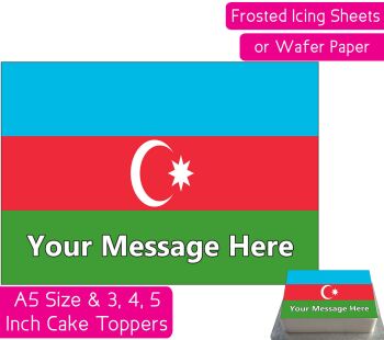 Azerbaijan Flag A5 Rectangular Personalised Cake Topper