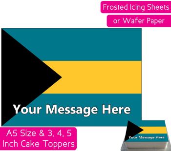 Bahamas Flag A5 Rectangular Personalised Cake Topper