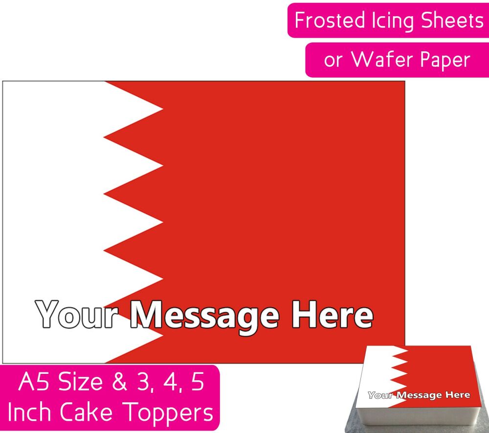 Bahrain Flag A5 Rectangular Personalised Cake Topper