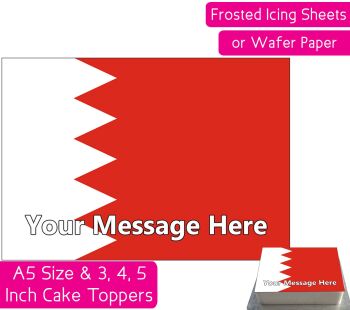 Bahrain Flag A5 Rectangular Personalised Cake Topper