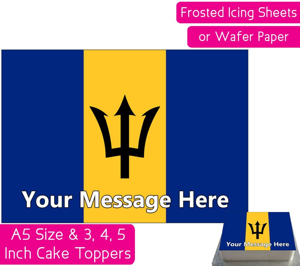 Barbados Flag A5 Rectangular Personalised Cake Topper